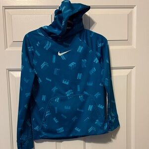 Boys large therma fit Nike Teal Patterned Hoodie